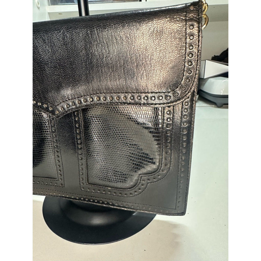 Women's YSL Black Clutch w Unbranded Strap - Picture 4 of 15